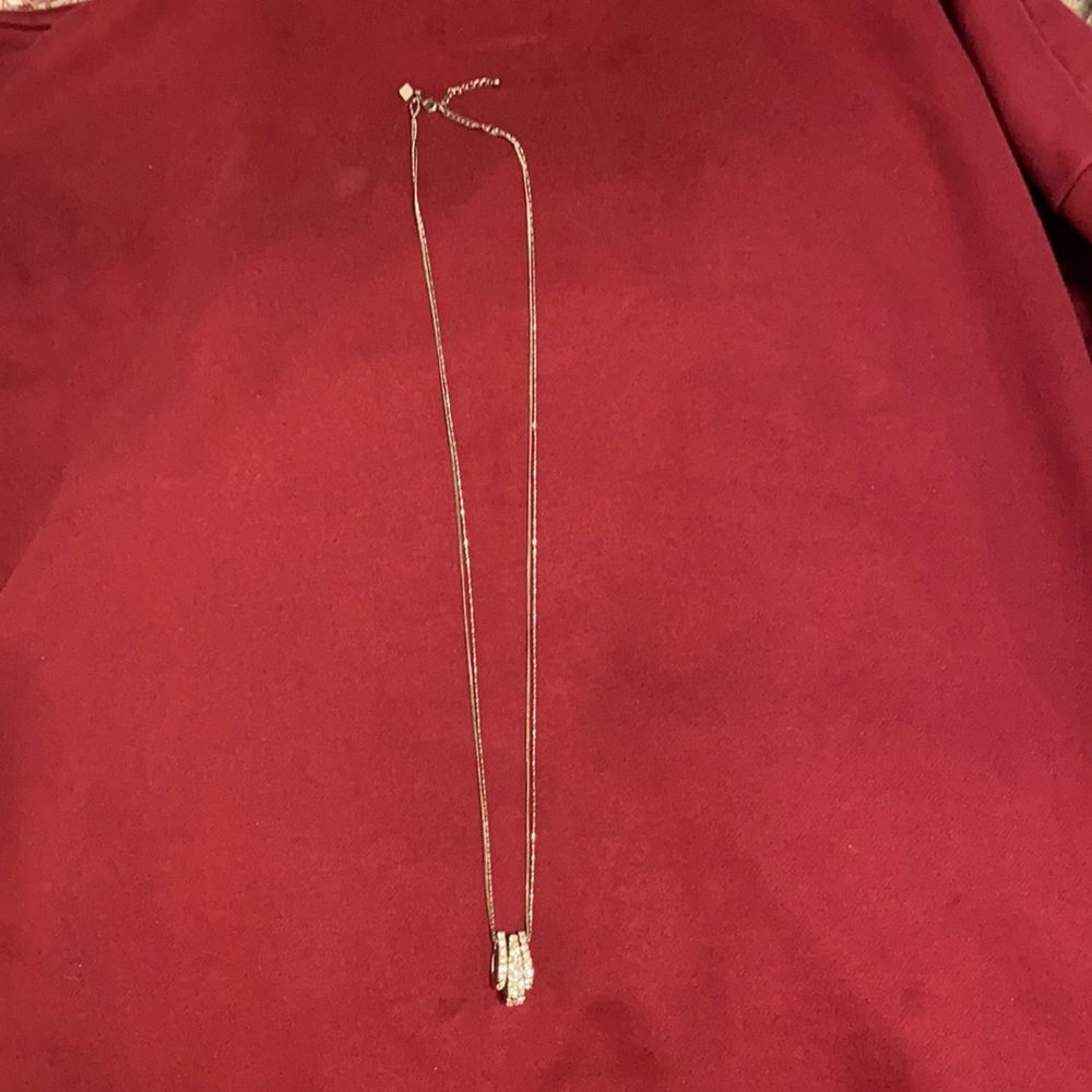 Long silver necklace with Diamond crusted tear drops by Banana Republic